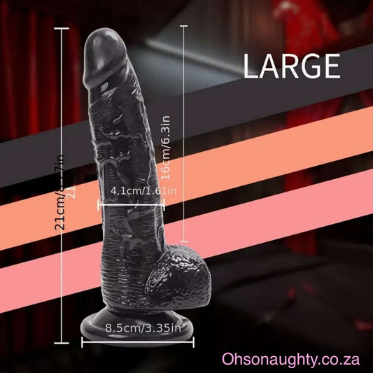 Black Deluxe Realistic Dildo for Female Pleasure - Silicone Adult Sex Toy with Suction Cup|Ohsonaughty