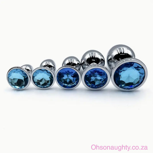 Steel Anal Plug with Blue Colour Gem Stone|Ohsonaughty